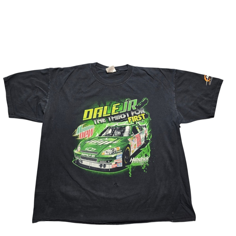 Y2K Style Vintage Graphic Nascar Racing Tee Mens 2XL Black Dale Earnhardt Jr